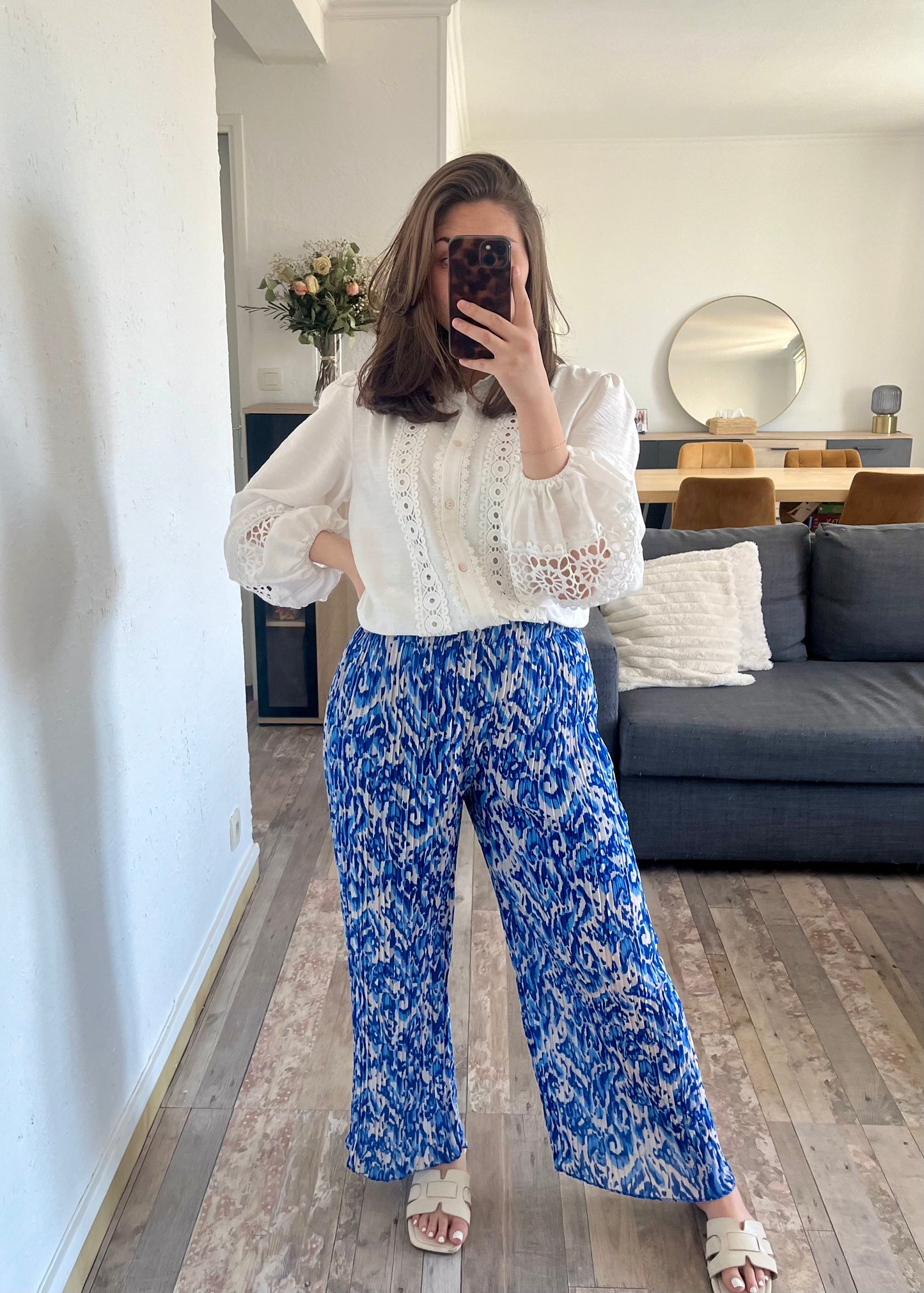 Pantalon BRÉSIL bleu à motif Perlannie