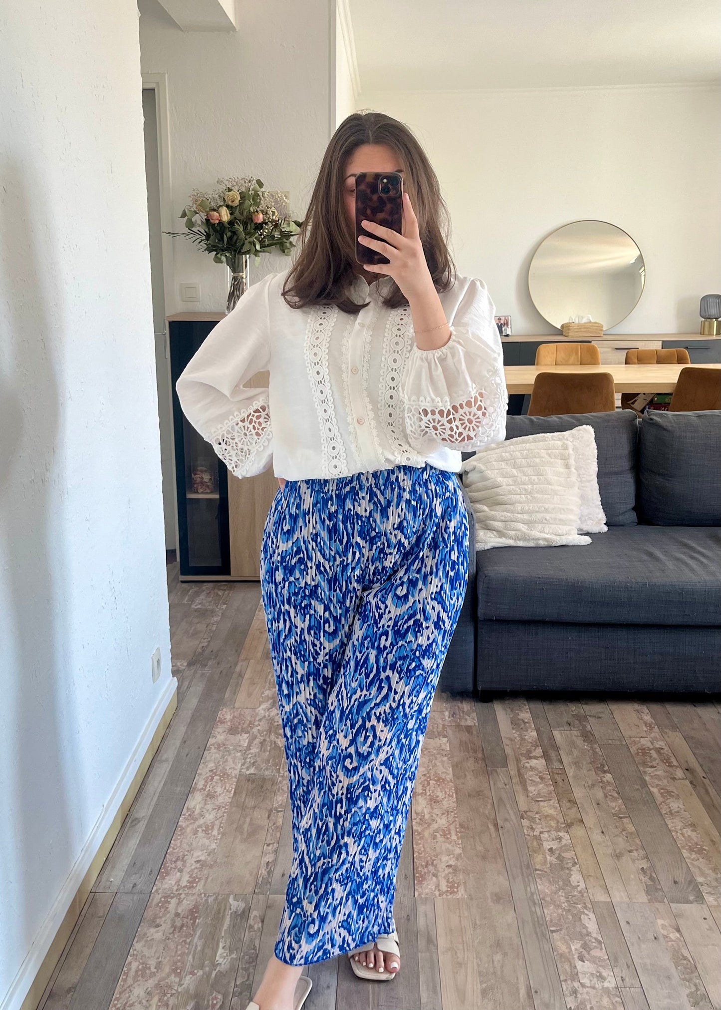 Pantalon BRÉSIL bleu à motif Perlannie