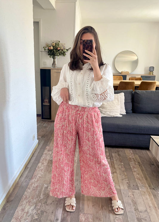 Pantalon BRÉSIL rose pale à motif Perlannie