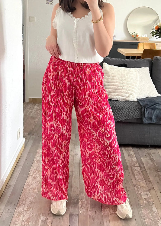 Pantalon BRÉSIL rose à motif Perlannie